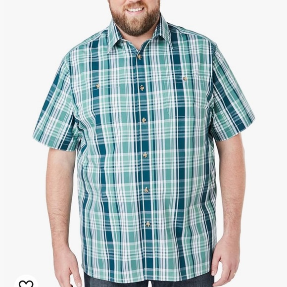 KingSize BIG AND TALL MENS SHIRT. LIKE NEW! SHORT SLEEVE PLAID SPORT SHIRT - Picture 13 of 13